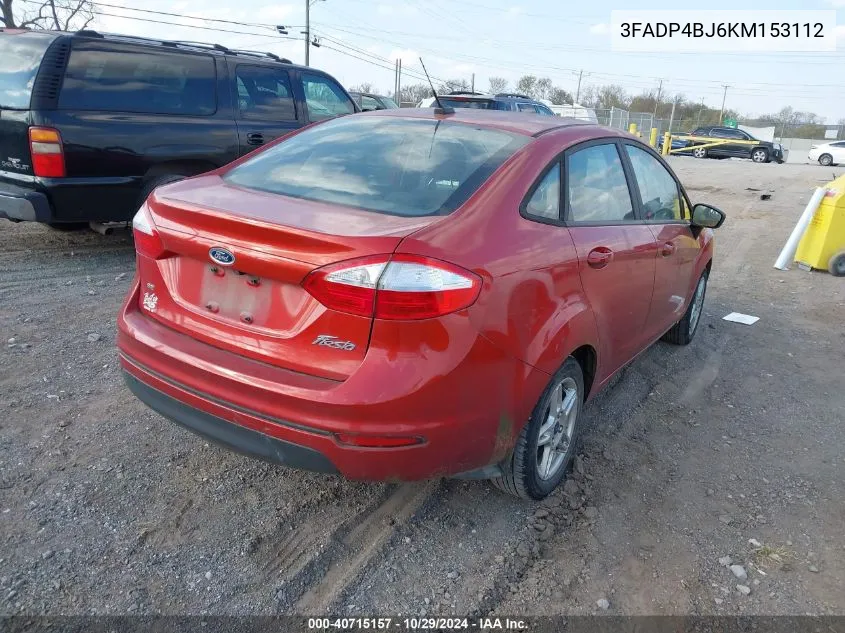 2019 Ford Fiesta Se VIN: 3FADP4BJ6KM153112 Lot: 40715157