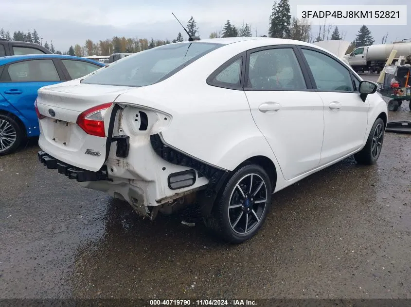 2019 Ford Fiesta Se VIN: 3FADP4BJ8KM152821 Lot: 40719790