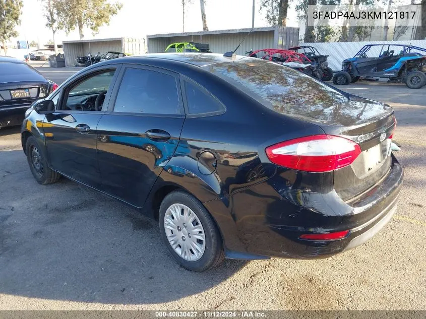 2019 Ford Fiesta S VIN: 3FADP4AJ3KM121817 Lot: 40830427