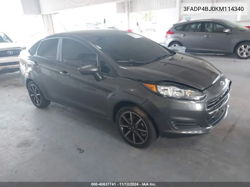 2019 Ford Fiesta Se VIN: 3FADP4BJ0KM114340 Lot: 40837741