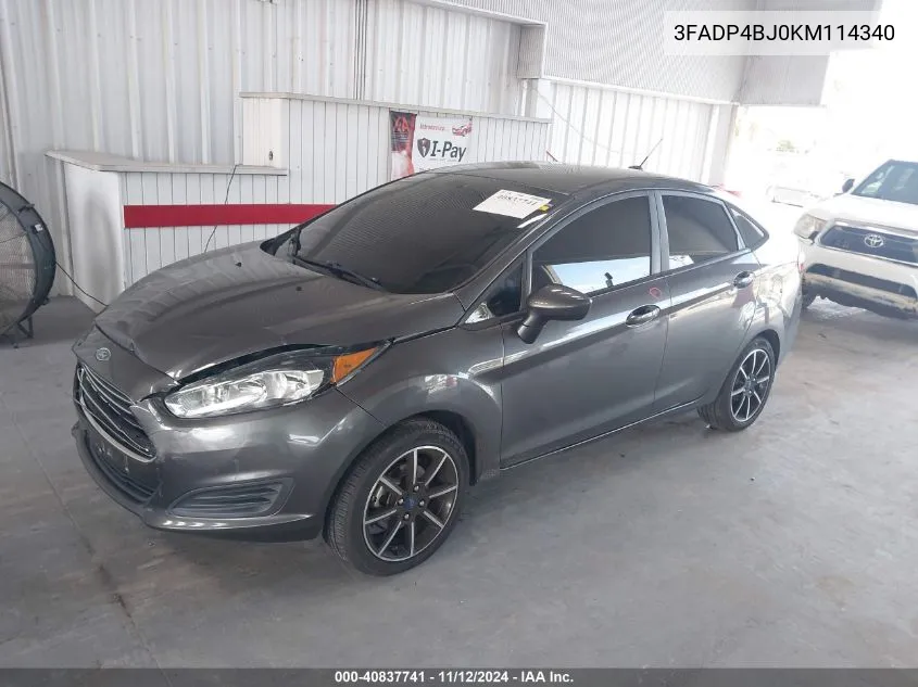 2019 Ford Fiesta Se VIN: 3FADP4BJ0KM114340 Lot: 40837741