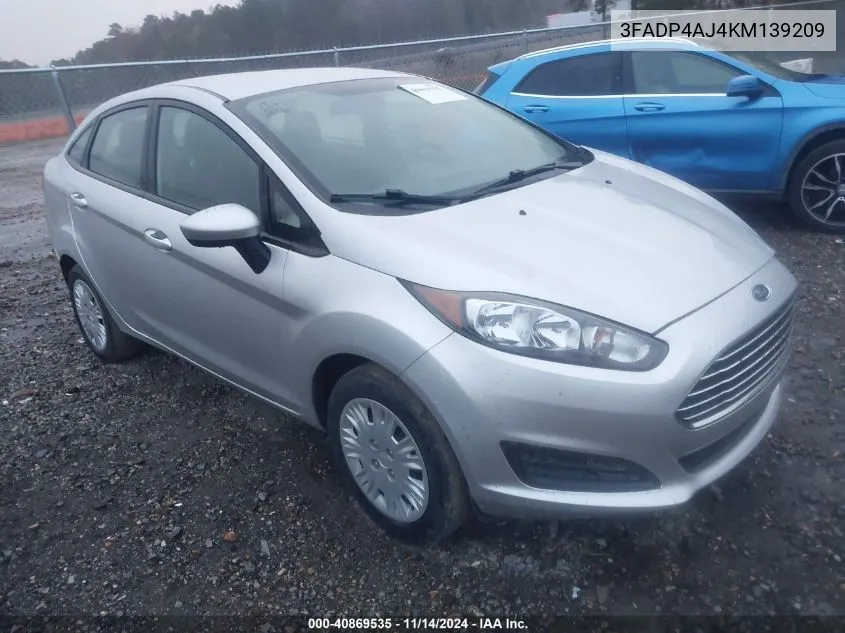 2019 Ford Fiesta S VIN: 3FADP4AJ4KM139209 Lot: 40869535