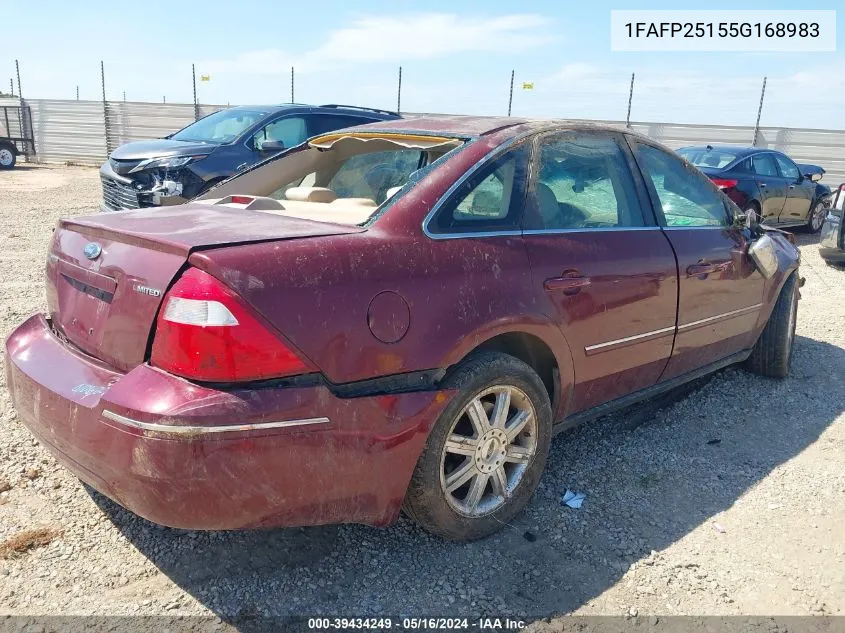 2005 Ford Five Hundred Limited VIN: 1FAFP25155G168983 Lot: 39434249