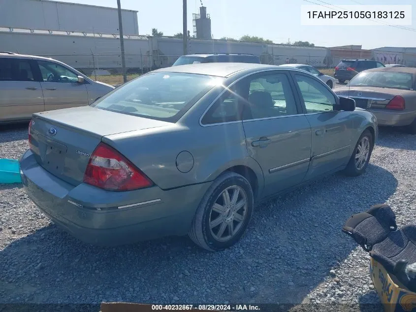 2005 Ford Five Hundred Limited VIN: 1FAHP25105G183125 Lot: 40232867