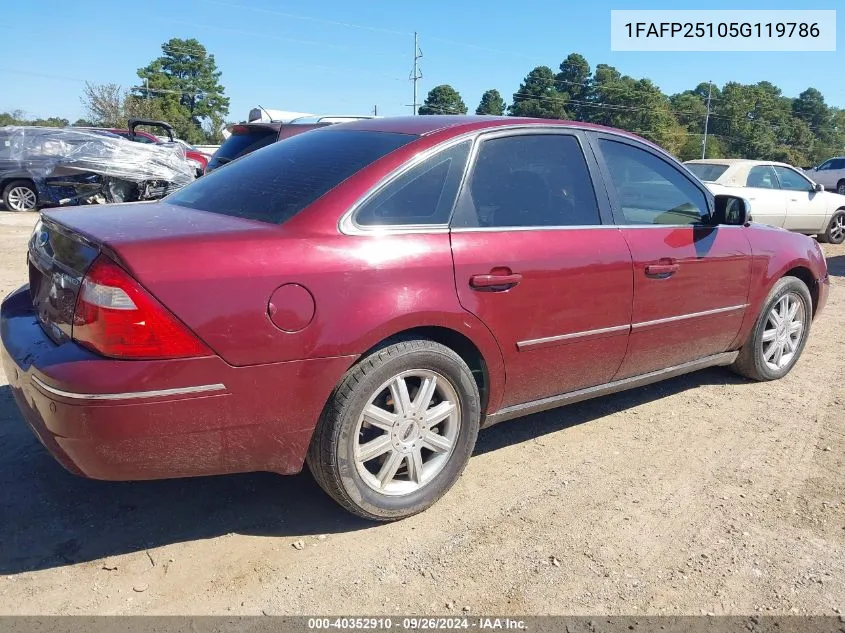 2005 Ford Five Hundred Limited VIN: 1FAFP25105G119786 Lot: 40352910