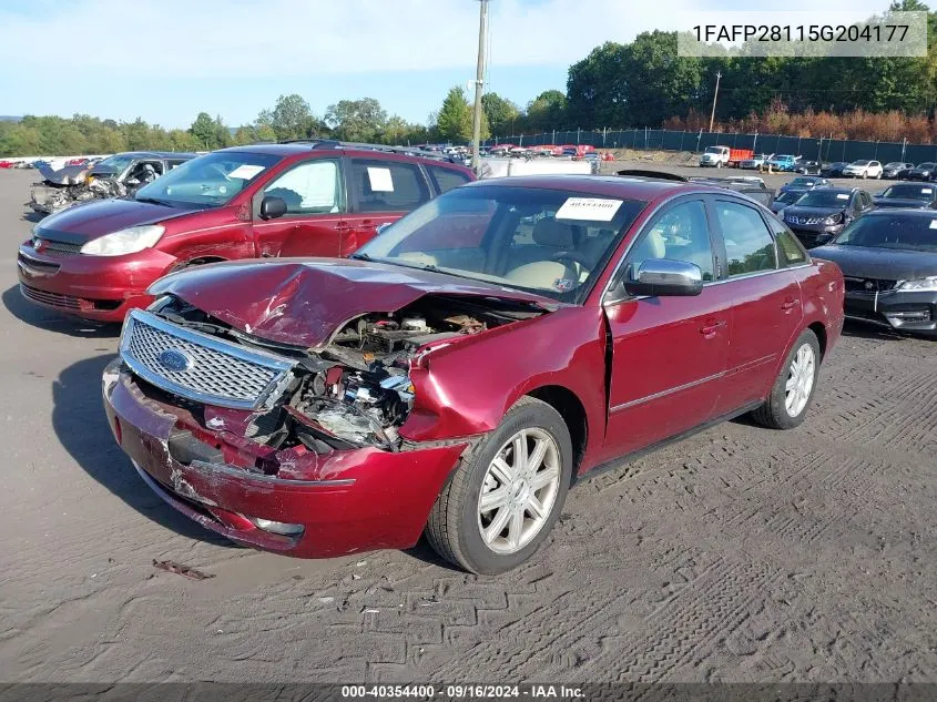 2005 Ford Five Hundred Limited VIN: 1FAFP28115G204177 Lot: 40354400