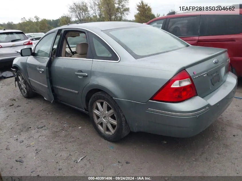 2005 Ford Five Hundred Limited VIN: 1FAFP28185G204662 Lot: 40391406