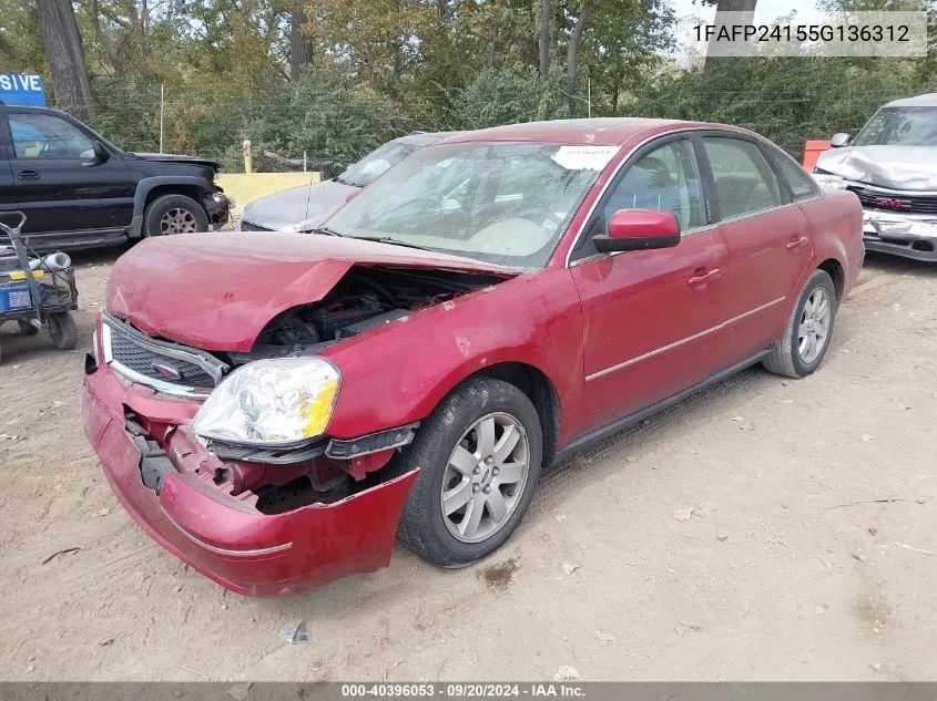 2005 Ford Five Hundred Sel VIN: 1FAFP24155G136312 Lot: 40396053