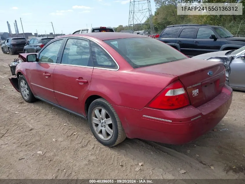 2005 Ford Five Hundred Sel VIN: 1FAFP24155G136312 Lot: 40396053