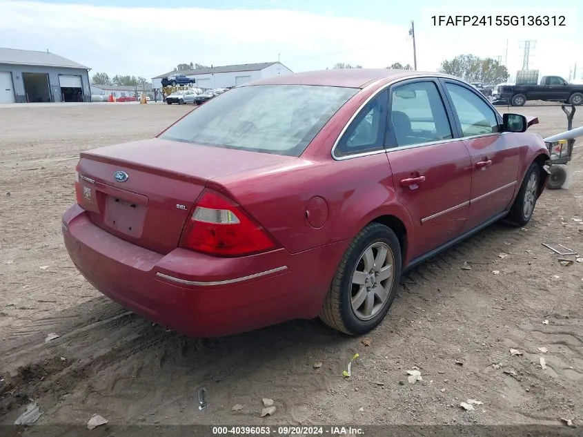 2005 Ford Five Hundred Sel VIN: 1FAFP24155G136312 Lot: 40396053