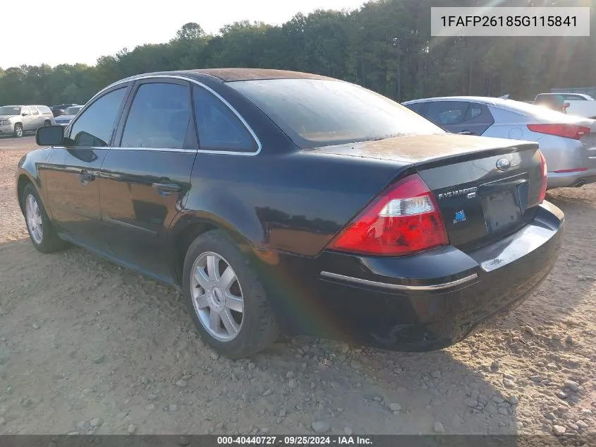 2005 Ford Five Hundred Se VIN: 1FAFP26185G115841 Lot: 40440727