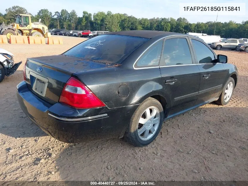 2005 Ford Five Hundred Se VIN: 1FAFP26185G115841 Lot: 40440727