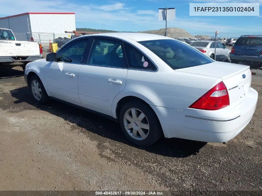 2005 Ford Five Hundred Se VIN: 1FAFP23135G102404 Lot: 40452617