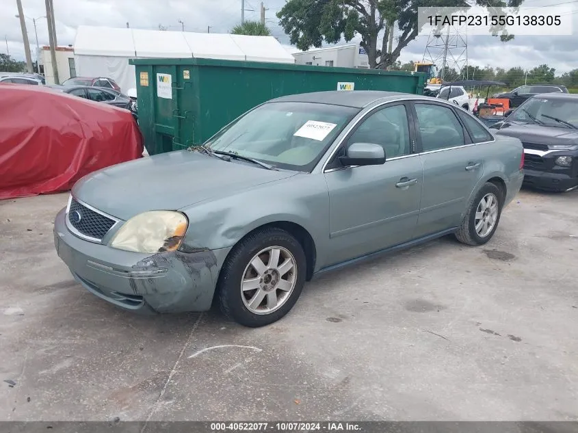 2005 Ford Five Hundred Se VIN: 1FAFP23155G138305 Lot: 40522077