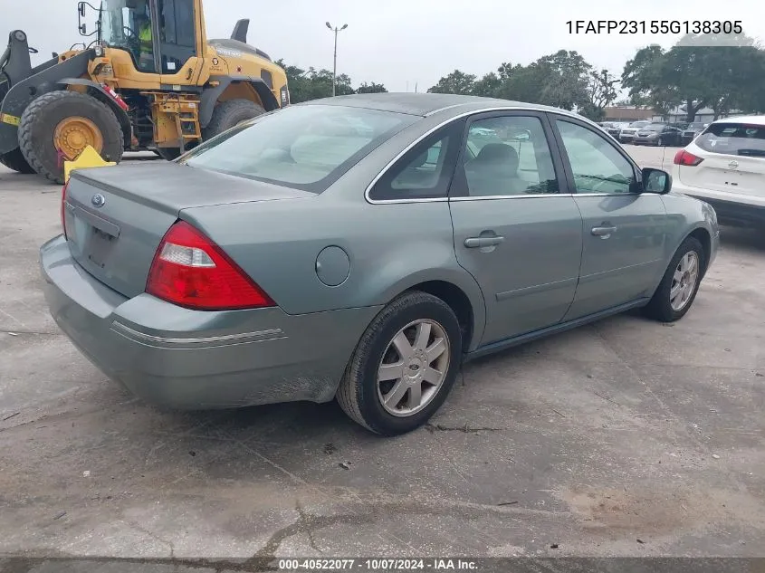 2005 Ford Five Hundred Se VIN: 1FAFP23155G138305 Lot: 40522077