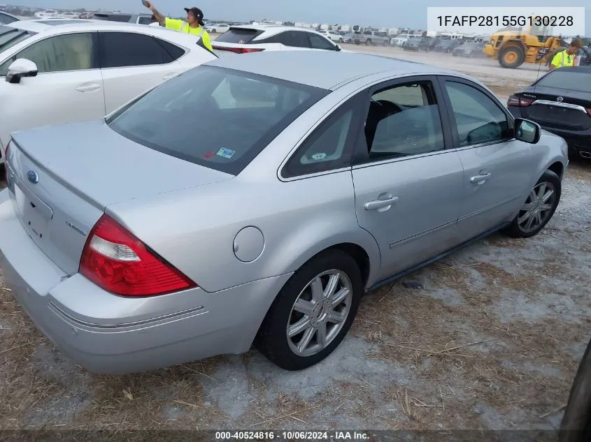 2005 Ford Five Hundred Limited VIN: 1FAFP28155G130228 Lot: 40524816