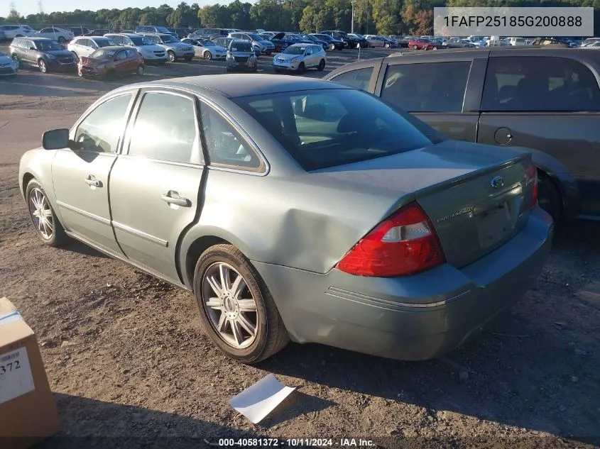 2005 Ford Five Hundred Limited VIN: 1FAFP25185G200888 Lot: 40581372