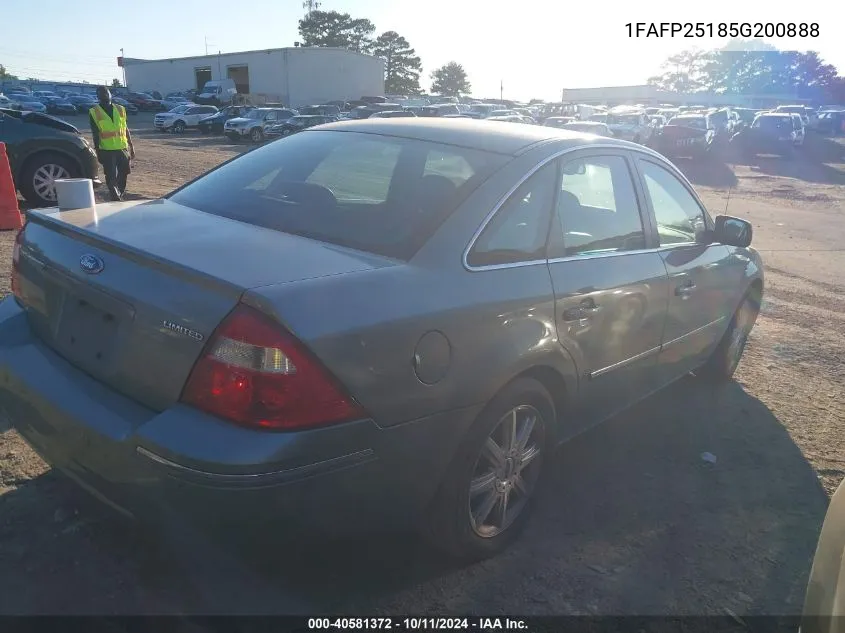 2005 Ford Five Hundred Limited VIN: 1FAFP25185G200888 Lot: 40581372