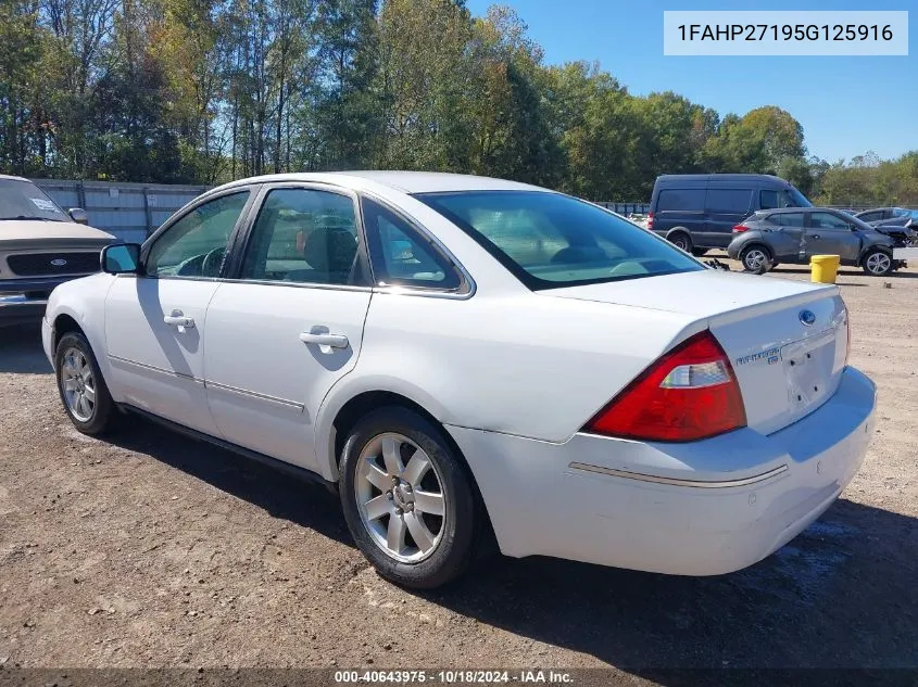 2005 Ford Five Hundred Sel VIN: 1FAHP27195G125916 Lot: 40643975