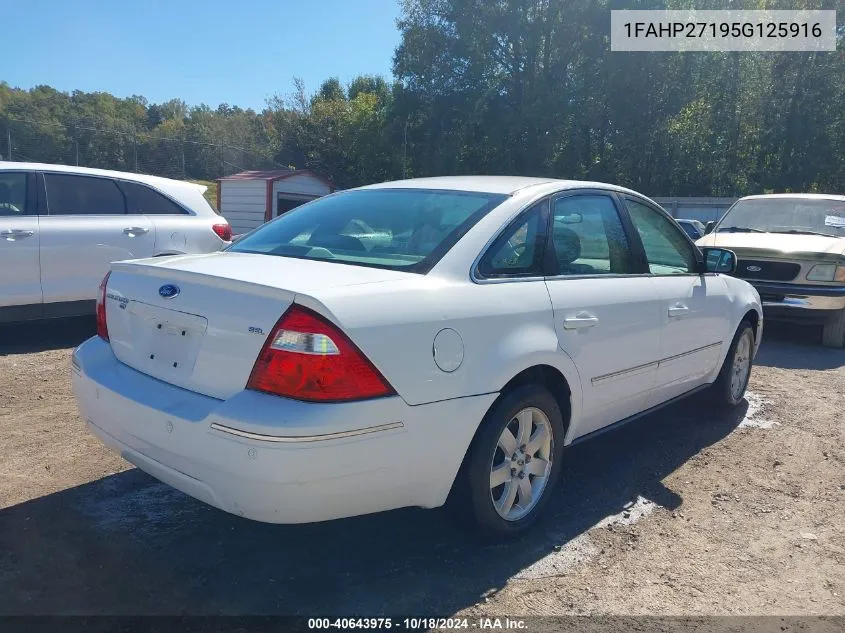 2005 Ford Five Hundred Sel VIN: 1FAHP27195G125916 Lot: 40643975