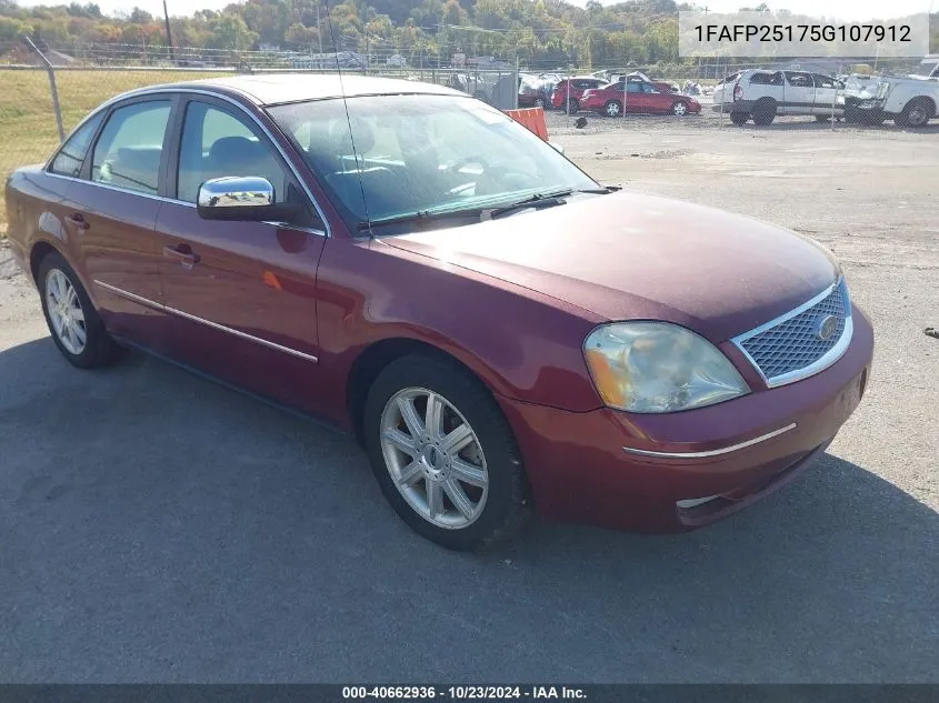 2005 Ford Five Hundred Limited VIN: 1FAFP25175G107912 Lot: 40662936