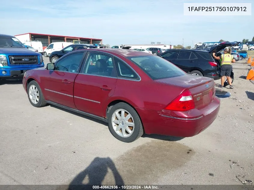 2005 Ford Five Hundred Limited VIN: 1FAFP25175G107912 Lot: 40662936