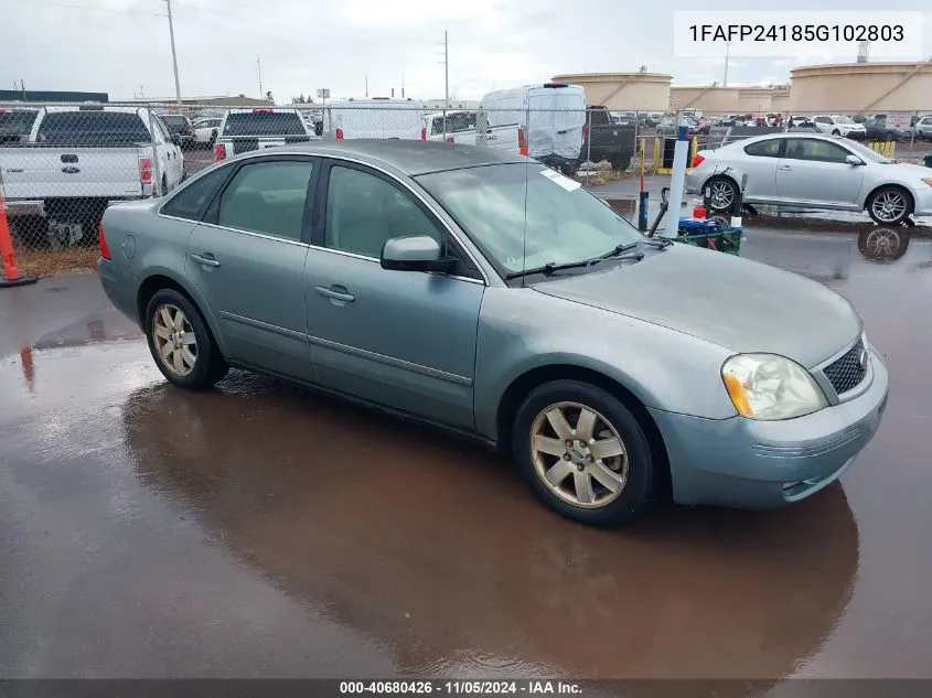 2005 Ford Five Hundred Sel VIN: 1FAFP24185G102803 Lot: 40680426