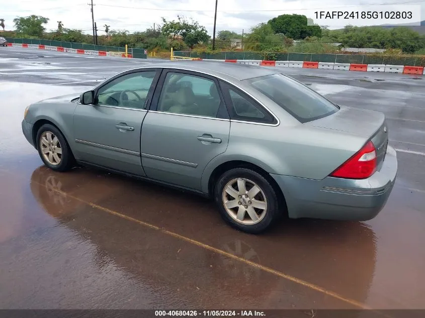 2005 Ford Five Hundred Sel VIN: 1FAFP24185G102803 Lot: 40680426