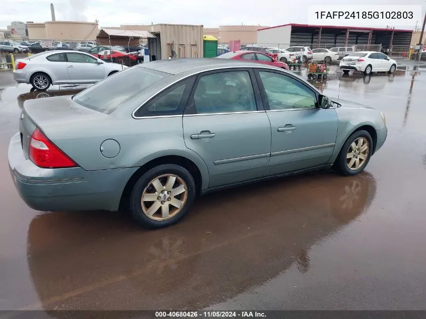 2005 Ford Five Hundred Sel VIN: 1FAFP24185G102803 Lot: 40680426