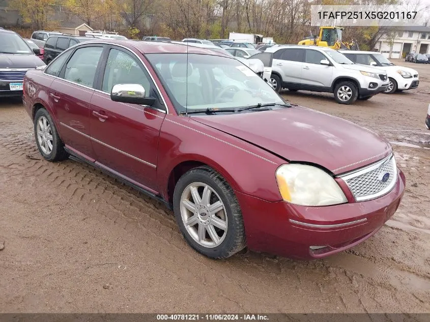 2005 Ford Five Hundred Limited VIN: 1FAFP251X5G201167 Lot: 40781221