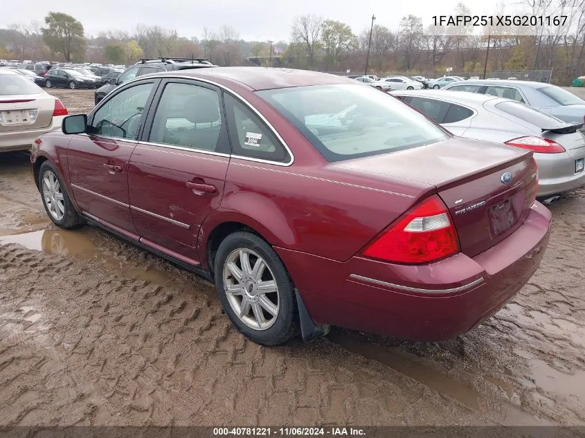 2005 Ford Five Hundred Limited VIN: 1FAFP251X5G201167 Lot: 40781221