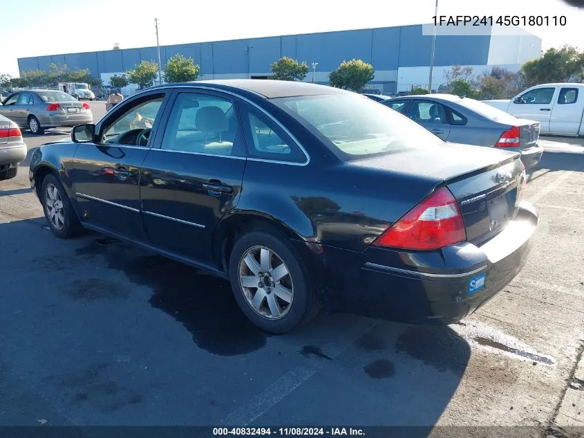 2005 Ford Five Hundred Sel VIN: 1FAFP24145G180110 Lot: 40832494