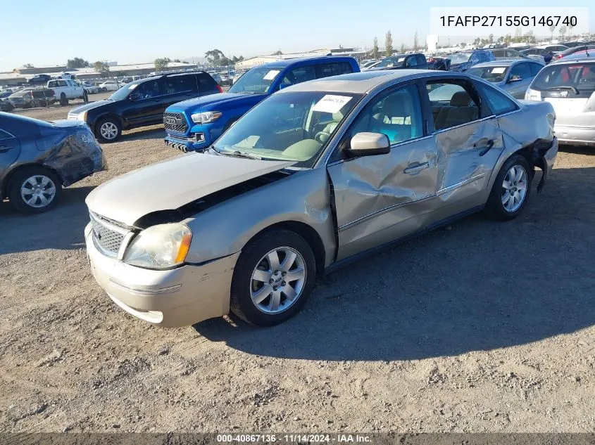 2005 Ford Five Hundred Sel VIN: 1FAFP27155G146740 Lot: 40867136