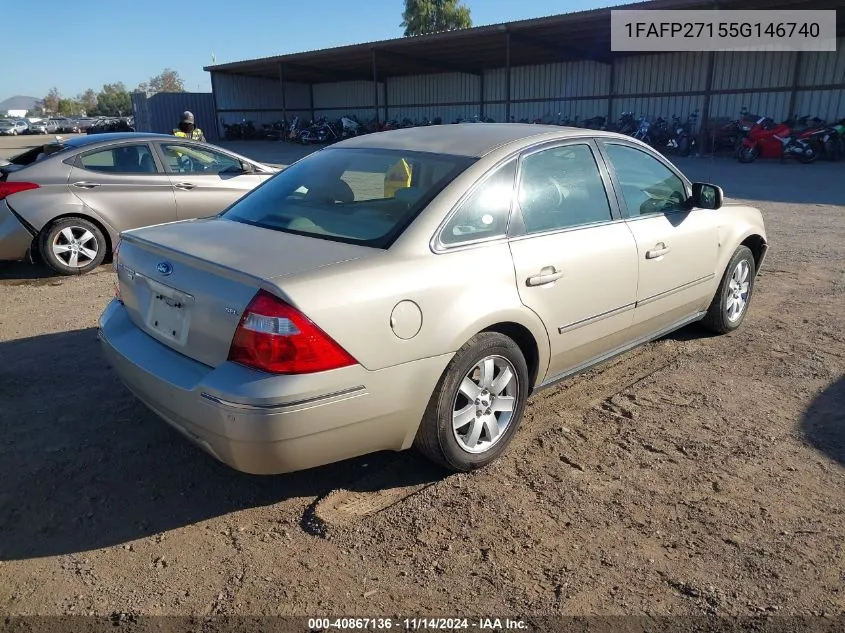 2005 Ford Five Hundred Sel VIN: 1FAFP27155G146740 Lot: 40867136