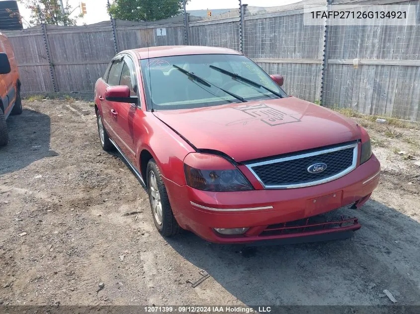 2006 Ford Five Hundred VIN: 1FAFP27126G134921 Lot: 12071399