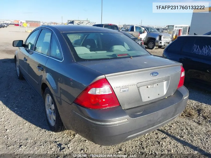 2006 Ford Five Hundred Se VIN: 1FAFP23176G133222 Lot: 12136745