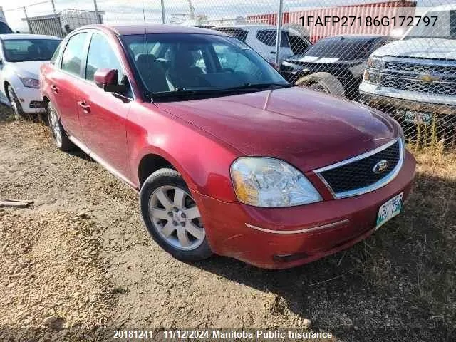 2006 Ford Five Hundred Sel VIN: 1FAFP27186G172797 Lot: 20181241