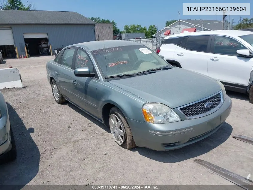 2006 Ford Five Hundred Se VIN: 1FAHP23166G139604 Lot: 39710743