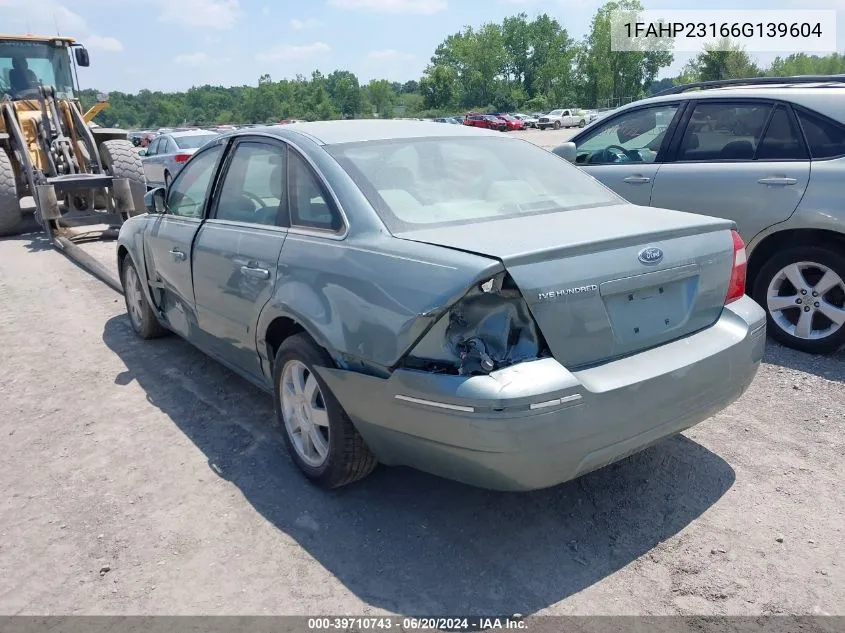 2006 Ford Five Hundred Se VIN: 1FAHP23166G139604 Lot: 39710743