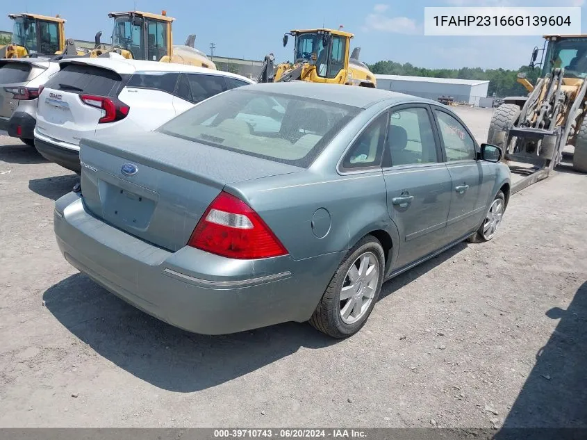 2006 Ford Five Hundred Se VIN: 1FAHP23166G139604 Lot: 39710743