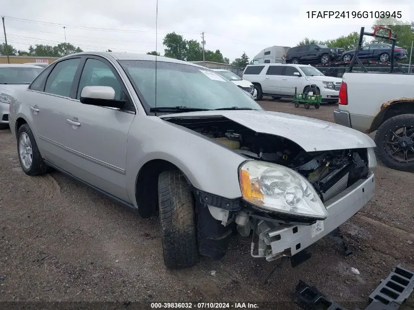 2006 Ford Five Hundred Sel VIN: 1FAFP24196G103945 Lot: 39836032