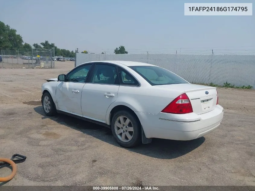 2006 Ford Five Hundred Sel VIN: 1FAFP24186G174795 Lot: 39905808