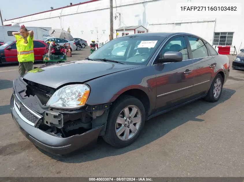 2006 Ford Five Hundred Sel VIN: 1FAFP27116G103482 Lot: 40033074