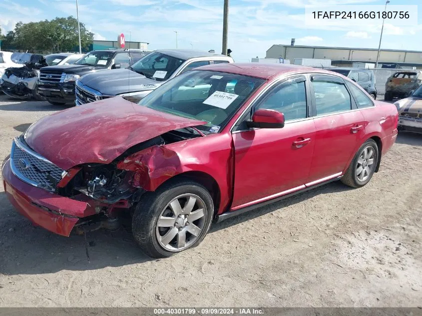 2006 Ford Five Hundred Sel VIN: 1FAFP24166G180756 Lot: 40301799