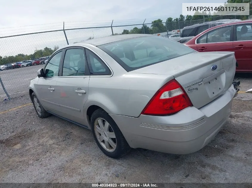 2006 Ford Five Hundred Se VIN: 1FAFP26146G117345 Lot: 40354923