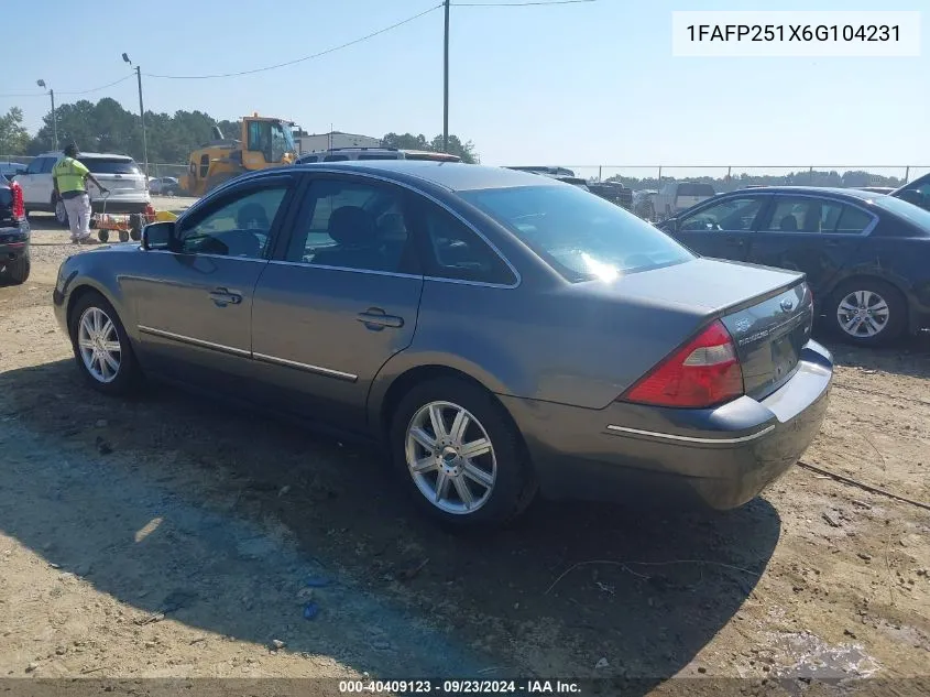 2006 Ford Five Hundred Limited VIN: 1FAFP251X6G104231 Lot: 40409123