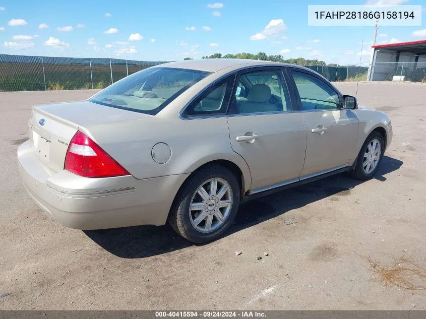 1FAHP28186G158194 2006 Ford Five Hundred Limited