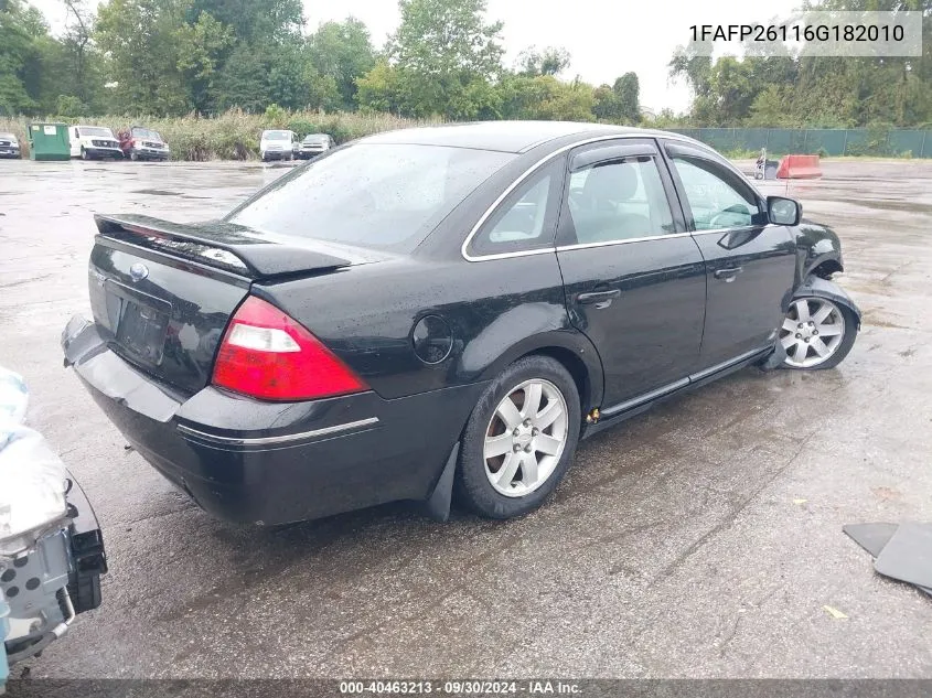 2006 Ford Five Hundred Se VIN: 1FAFP26116G182010 Lot: 40463213