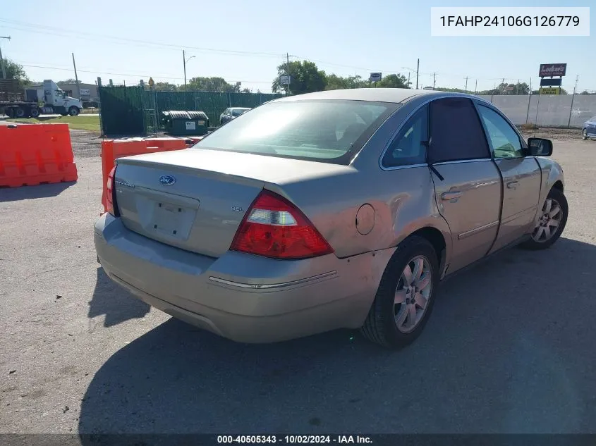 2006 Ford Five Hundred Sel VIN: 1FAHP24106G126779 Lot: 40505343