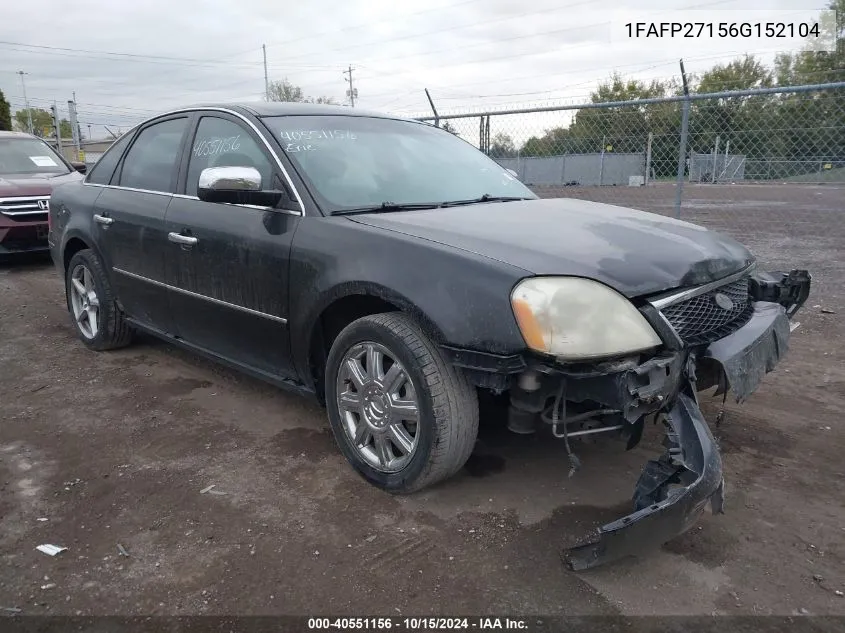 1FAFP27156G152104 2006 Ford Five Hundred Sel